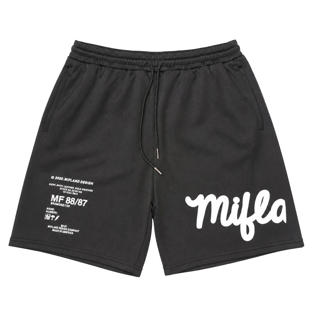 Mifland Black Mesh Athletic Shorts with Drawstring Size L 1