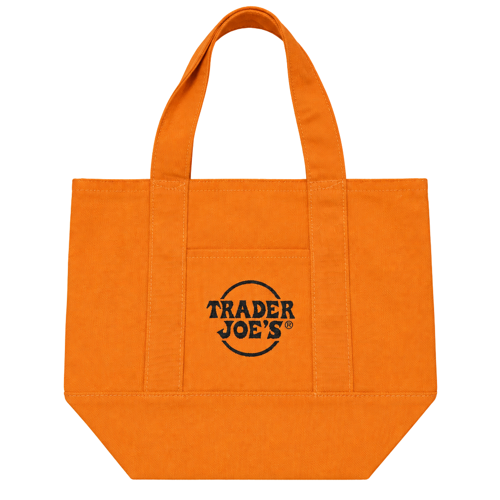 Trader Joe's Mini Canvas Tote Bag Orange Halloween Trick or Treat 1