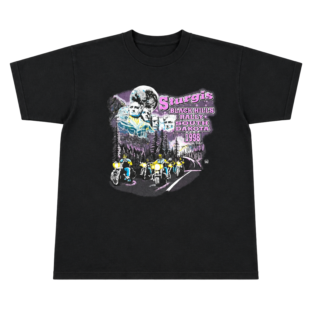 Vintage Fruit Of The Loom x 1998 Sturgis Black Hills Rally T-Shirt Size XL Black 1