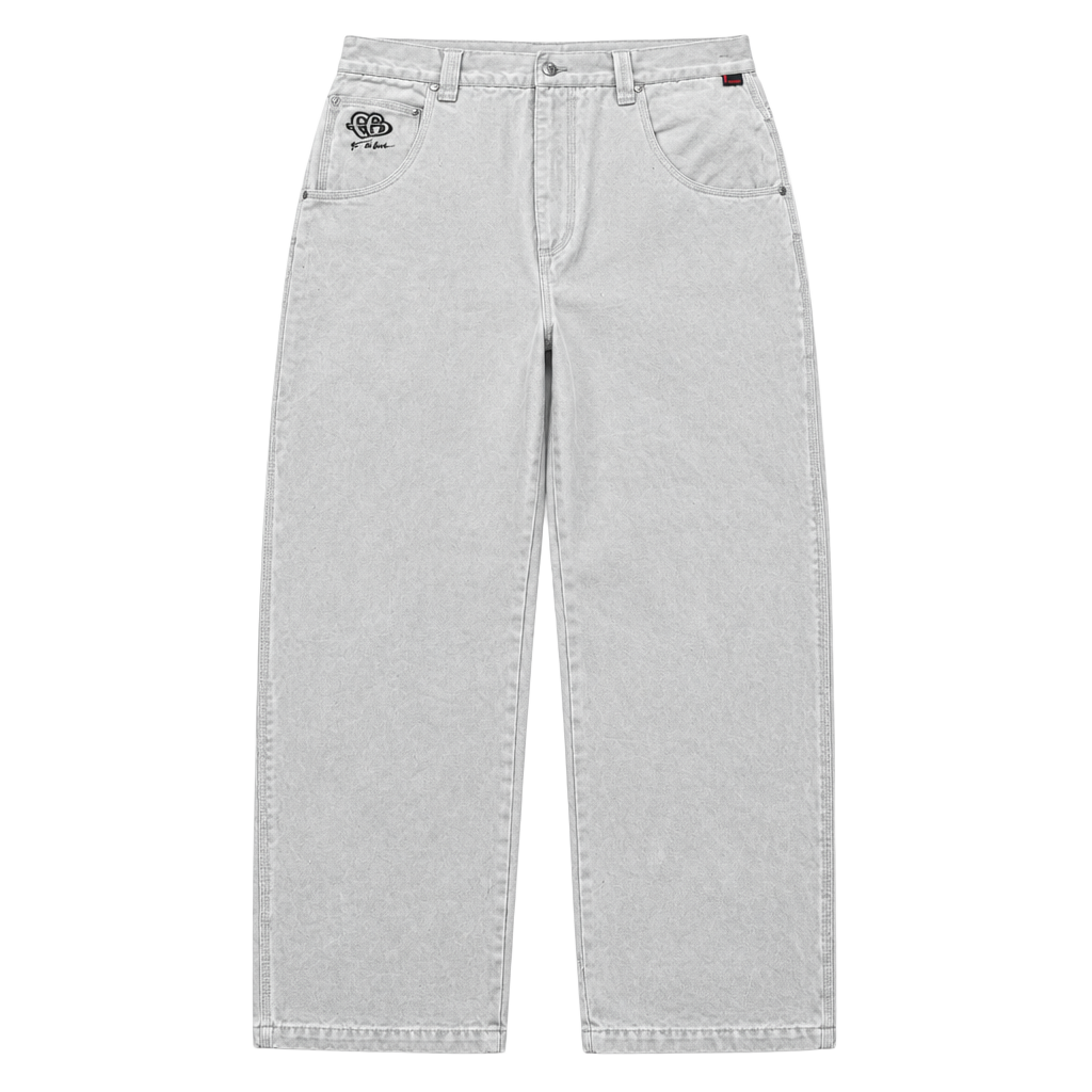 Vintage Fubu Jeans Beige Baggy Denim Pants Size 36x32 1