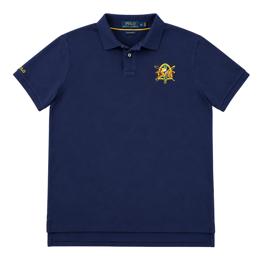 Polo Ralph Lauren Custom Fit Navy Blue Equestrian Big Pony Logo Polo Shirt Sz XL 1