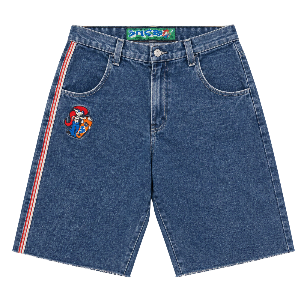 JNCO Mags Girlie Stuff Size 11 Denim Shorts Blue Skater Jorts Baggy Y2K 1