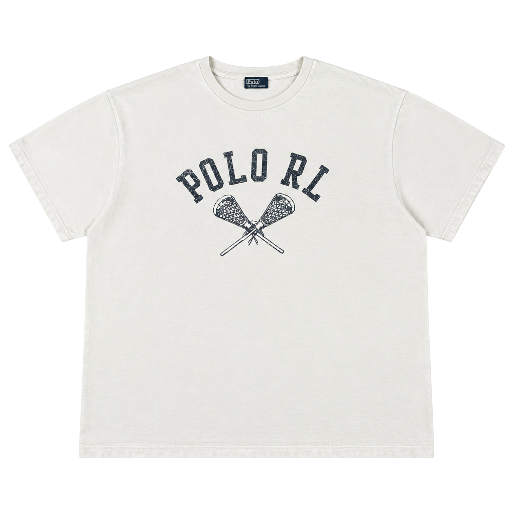 Vintage Polo Ralph Lauren x Lacrosse Graphic White Short Sleeve T-Shirt Size XL 1