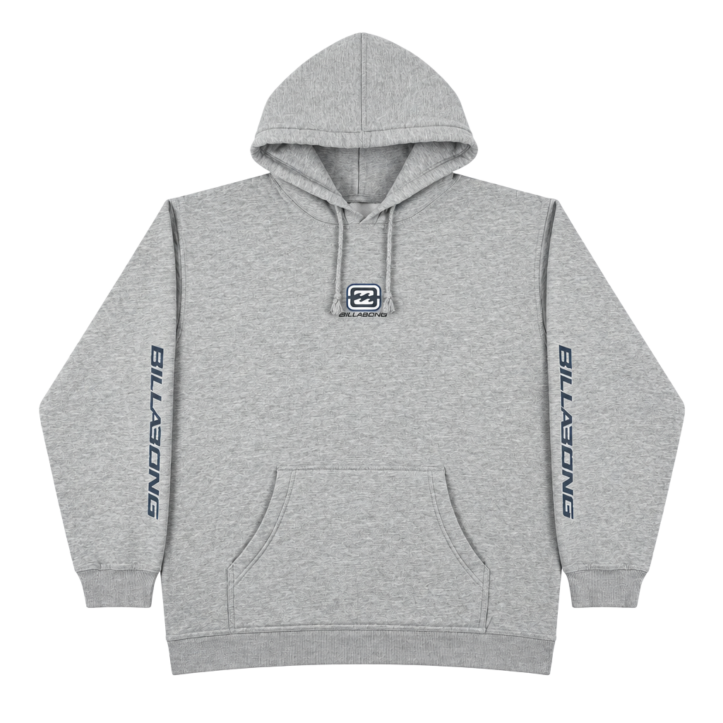 Y2K Billabong Logo Grey Pullover Hoodie Size Large Surf Wear Skate 2000s 1