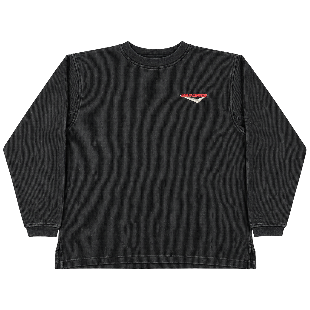 Y2K Harley Davidson Thermal Long Sleeve Shirt Size M Black Florida Dealership 1