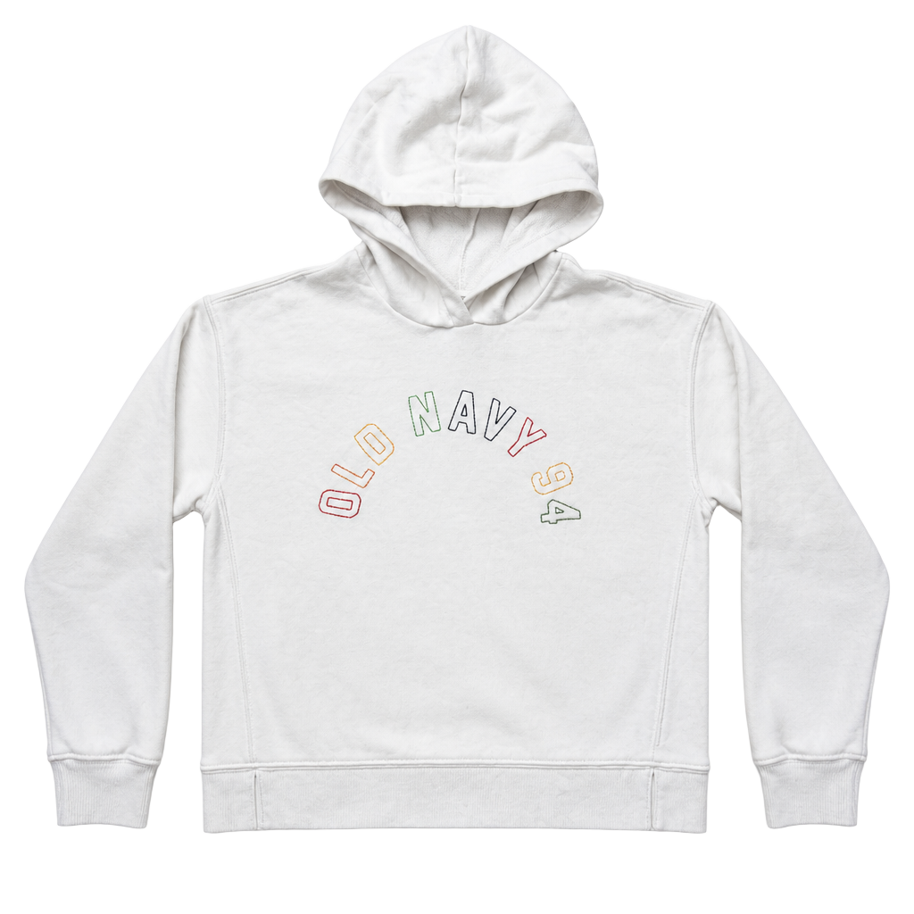 Old Navy Embroidered Hoodie, Size XL (14-16), Light Gray, Made in Cambodia, Tag You're It Collection 1