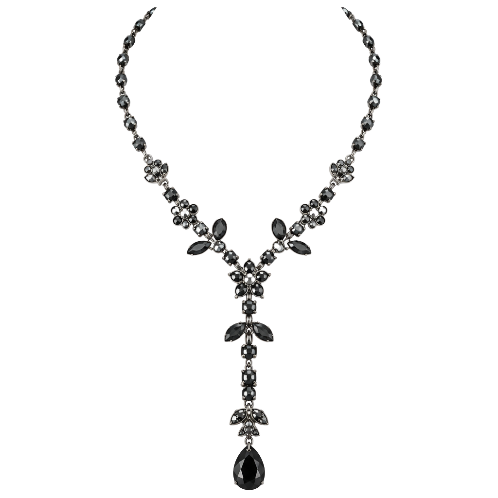 Liz Claiborne Black Rhinestone Y Drop Necklace 1