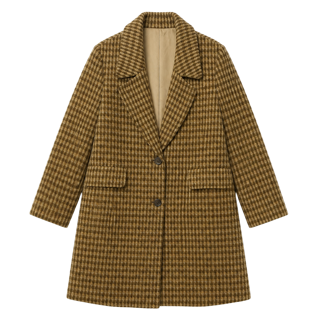 Pierre Cardin Woman Brown Houndstooth Wool Blend Coat Size 40 1