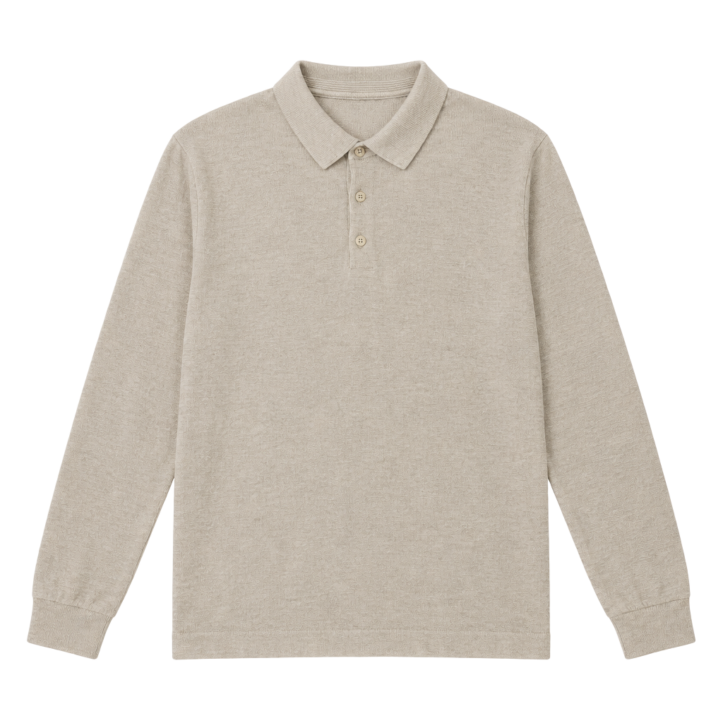 Banana Republic Merino Wool Polo Sweater Size L Beige Long Sleeve 1