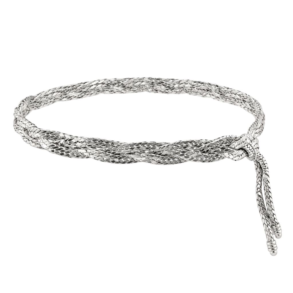 Sterling Silver Braided Herringbone Bracelet 925 Italy 1