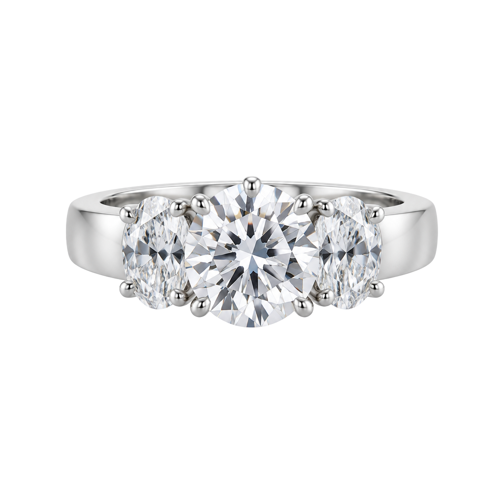 Unbranded Three Stone Ring Size 10 White CZ Brass Rhodium 1