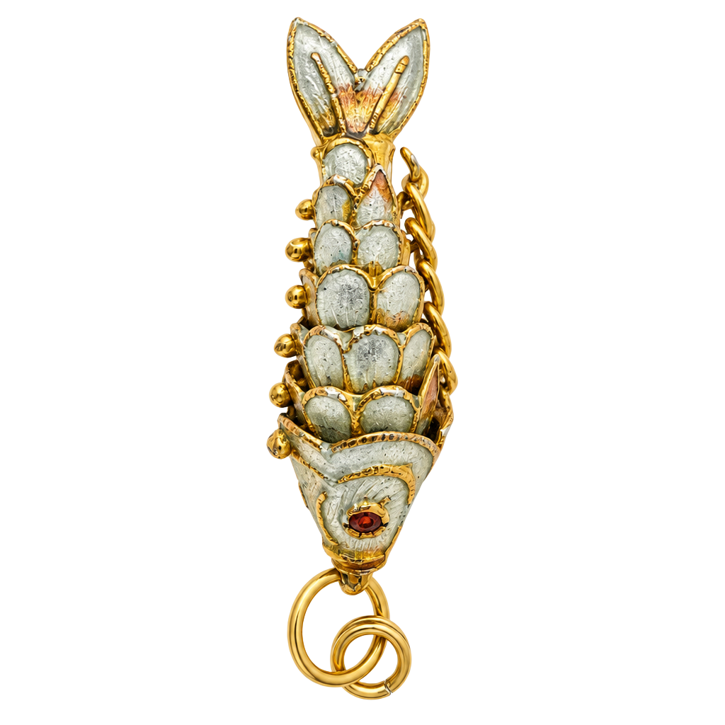 Vintage Articulated Enamel Koi Fish Pendant Charm 1