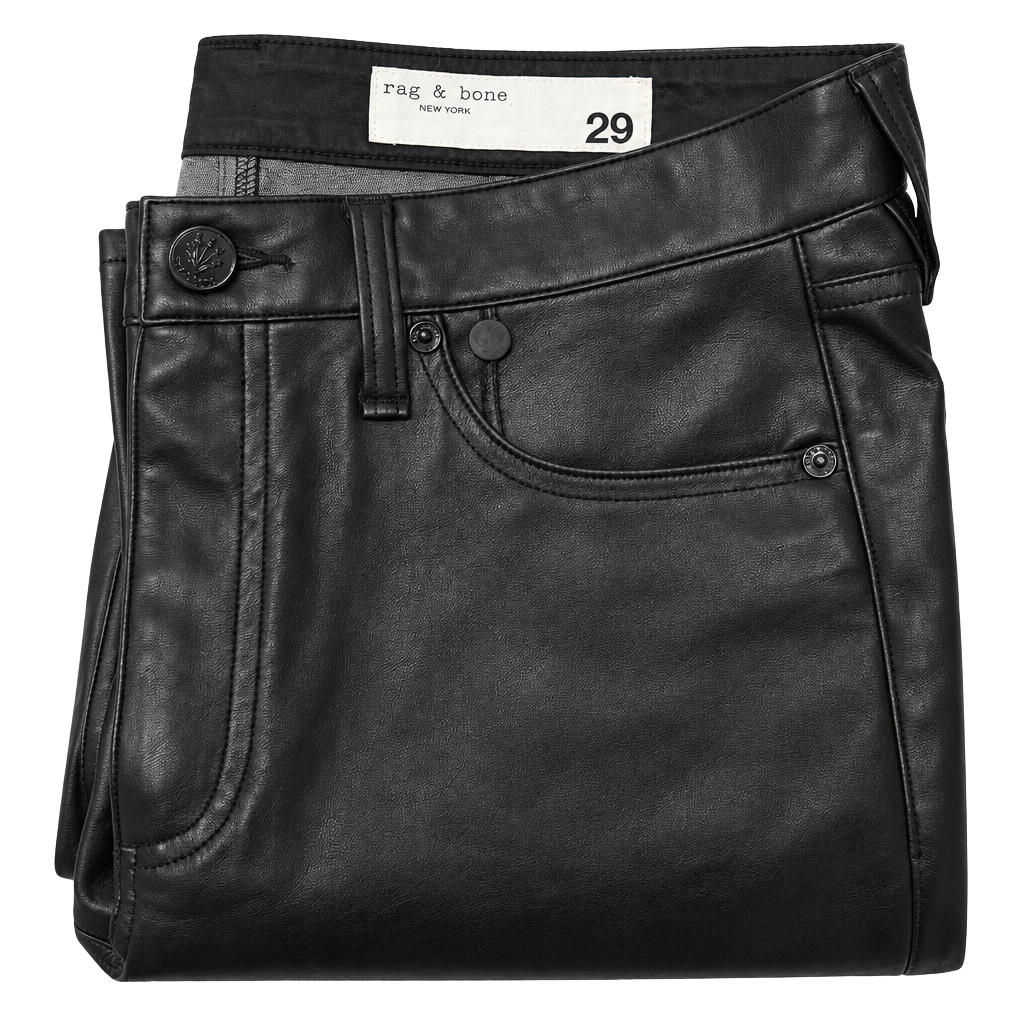 rag & bone Peyton Faux Leather Ankle Flare Pants Size 29 Black New 1