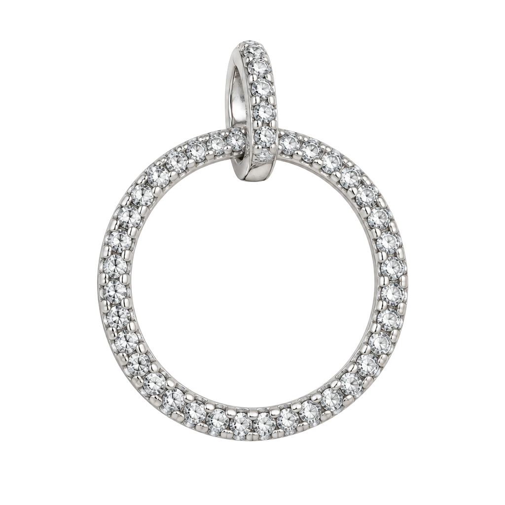 Ross-Simmons Sterling Silver Pave Circle Pendant 1