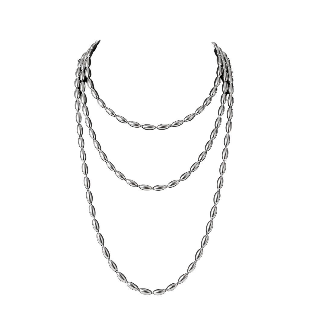 Napier Silver Tone Oval Bead Long Necklace 1