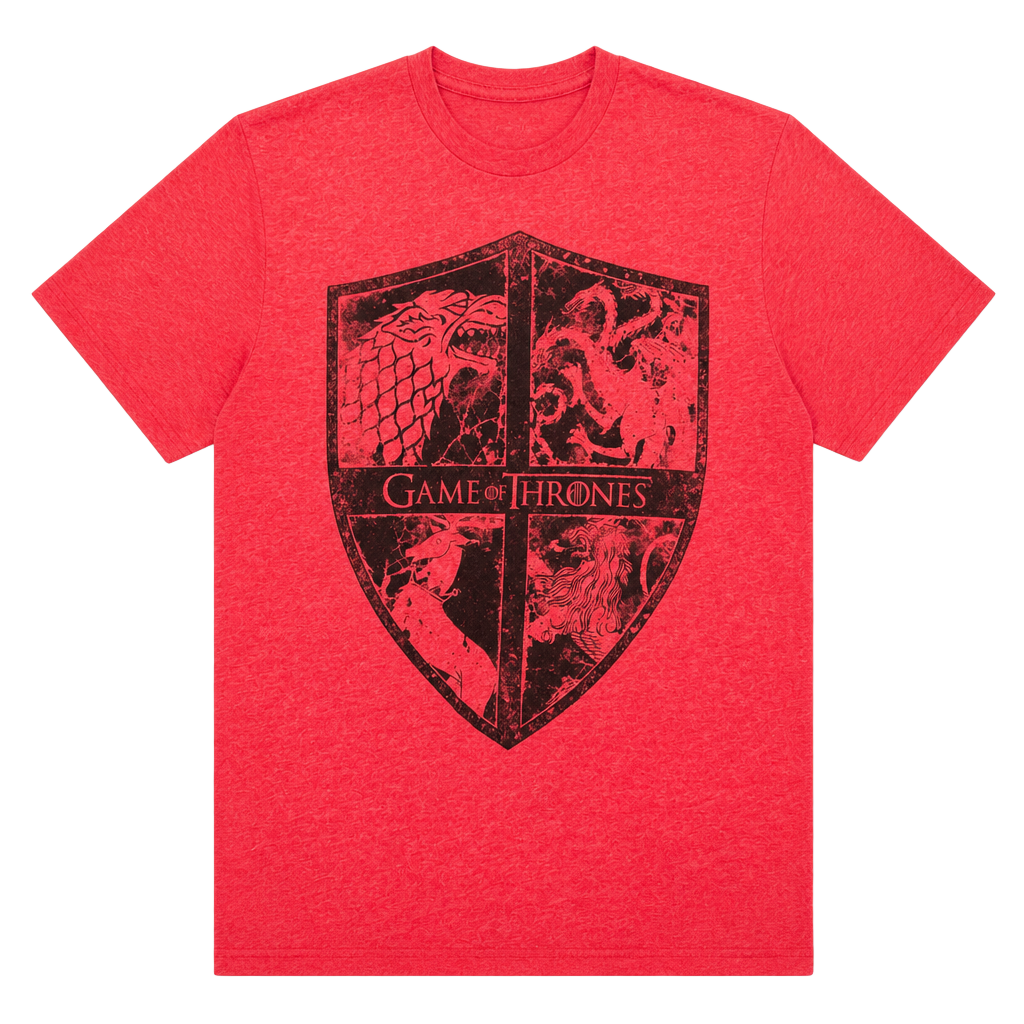 Game of Thrones House Sigil Shield Graphic T-Shirt Red Heather Size S 1