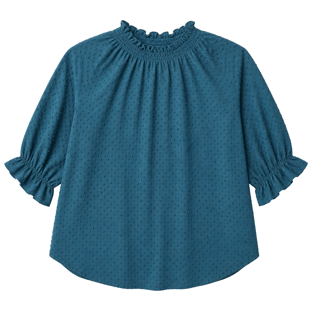 Madewell Texture & Thread Clip Dot Smocked Neck Top XXS 1