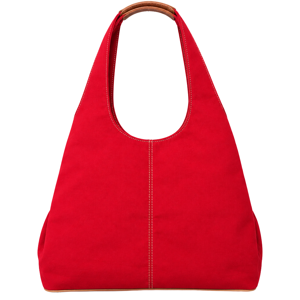 Nine West Red Canvas Shoulder Bag with Brown Trim 1