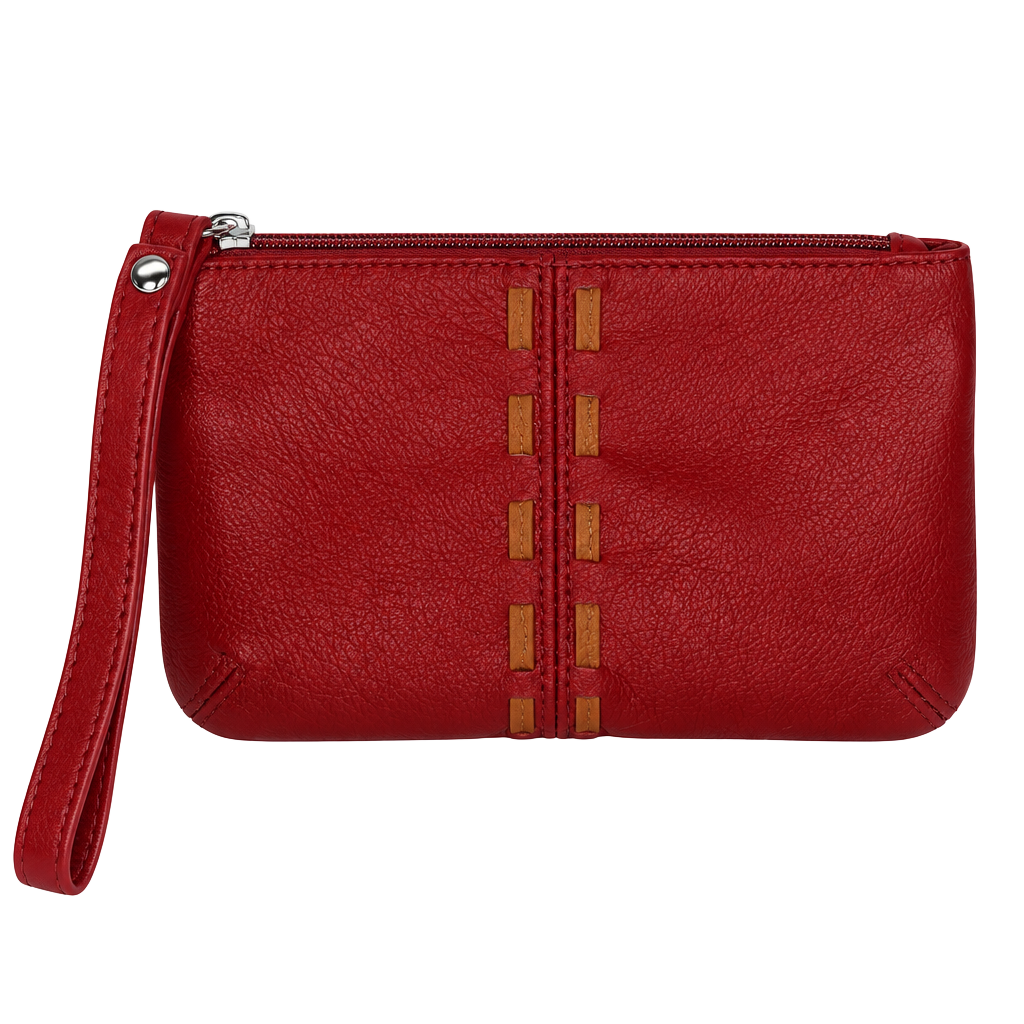 Genuine Leather Burnt Orange Wristlet Clutch Wallet 1
