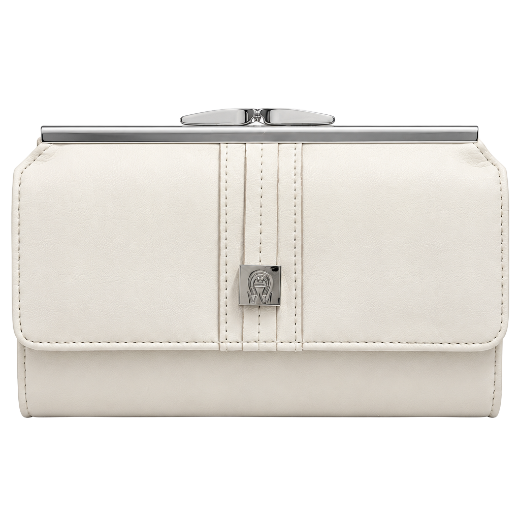 Etienne Aigner Cream Leather Kisslock Wallet 1
