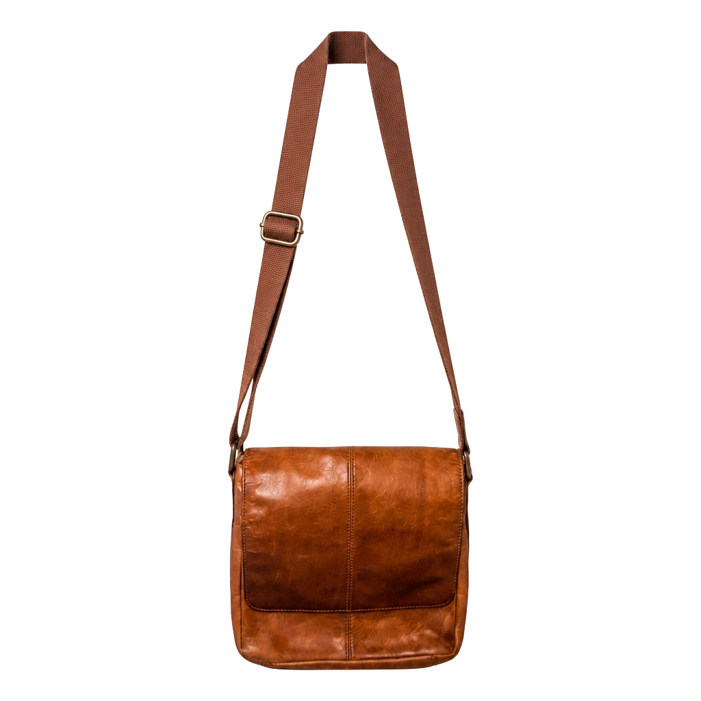 Vintage Fossil Brand Brown Genuine Leather Messenger Crossbody Bag 1