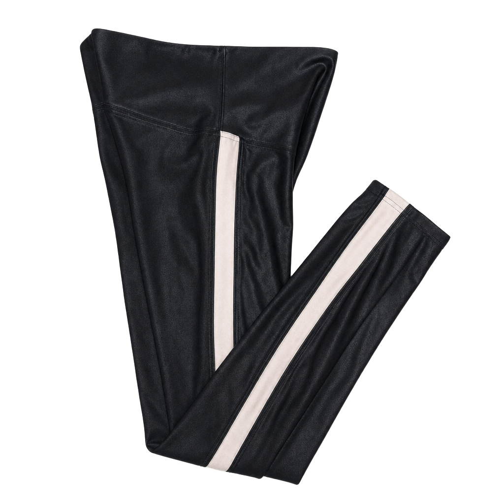 Spanx Faux Leather Side Stripe Leggings Size Large 1