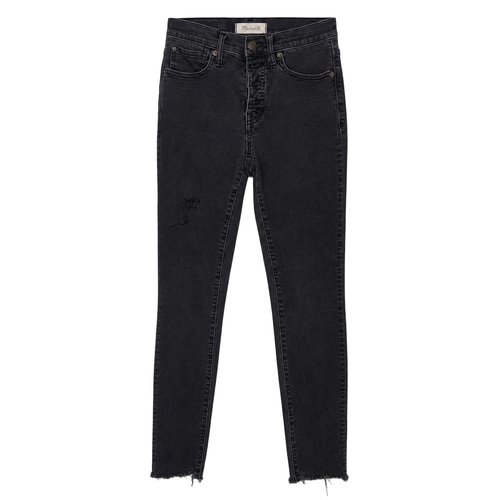 Madewell 10" High-Rise Skinny Jeans in Berkeley Black with Button Front 1