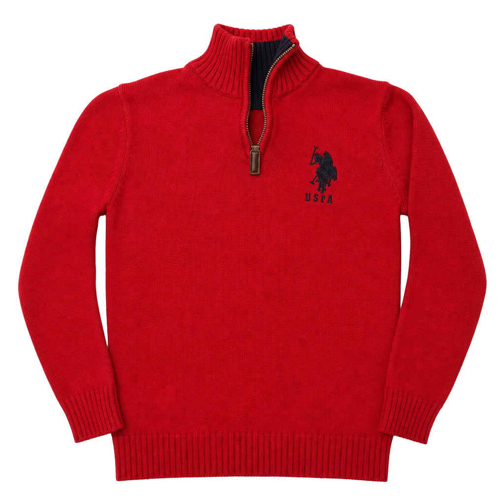 U.S. Polo Assn. Boys' Quarter-Zip Cotton Knit Sweater 1