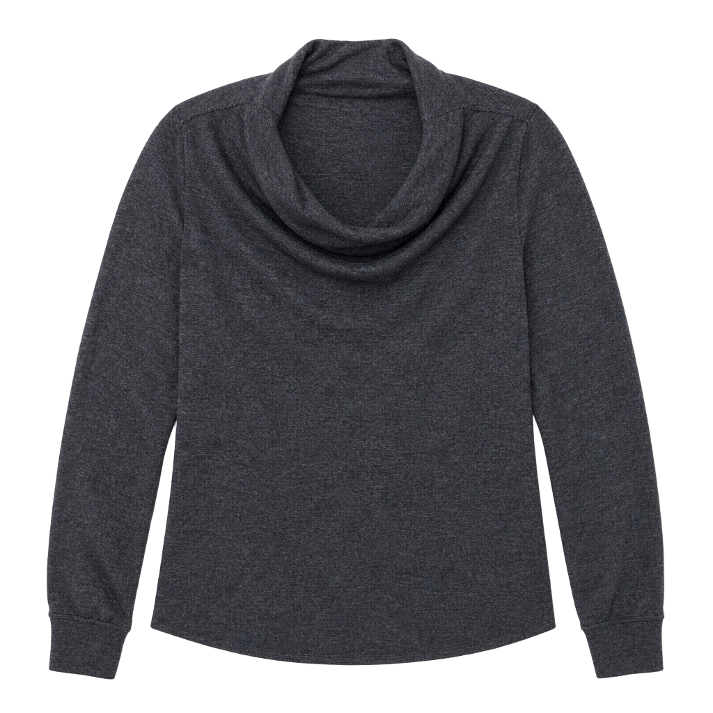 We The Free Charcoal Grey Cowl Neck Long Sleeve Pullover Top 1