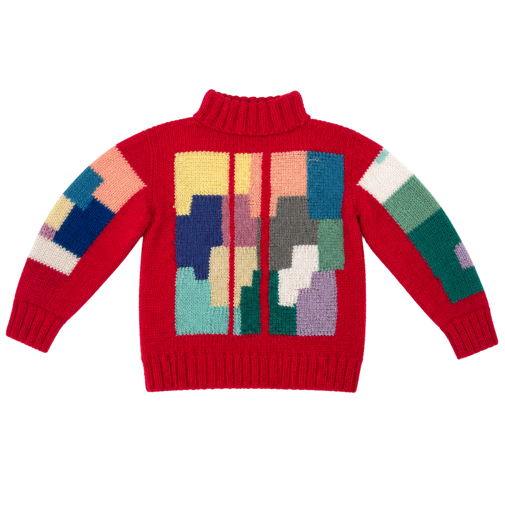 Unknown Brand Colorblock Patchwork Knit Mock Neck Sweater 1