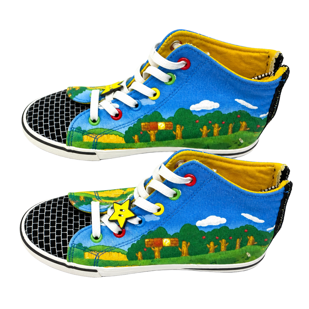 Super Mario Luigi High Top Canvas Sneakers Kids Size 3 1