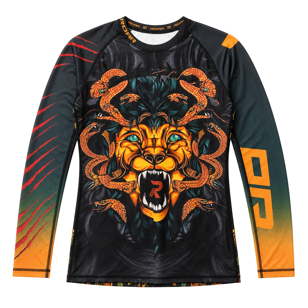 ROAR Ladies MMA Rash Guard Lion Snake Long Sleeve Compression Shirt 1
