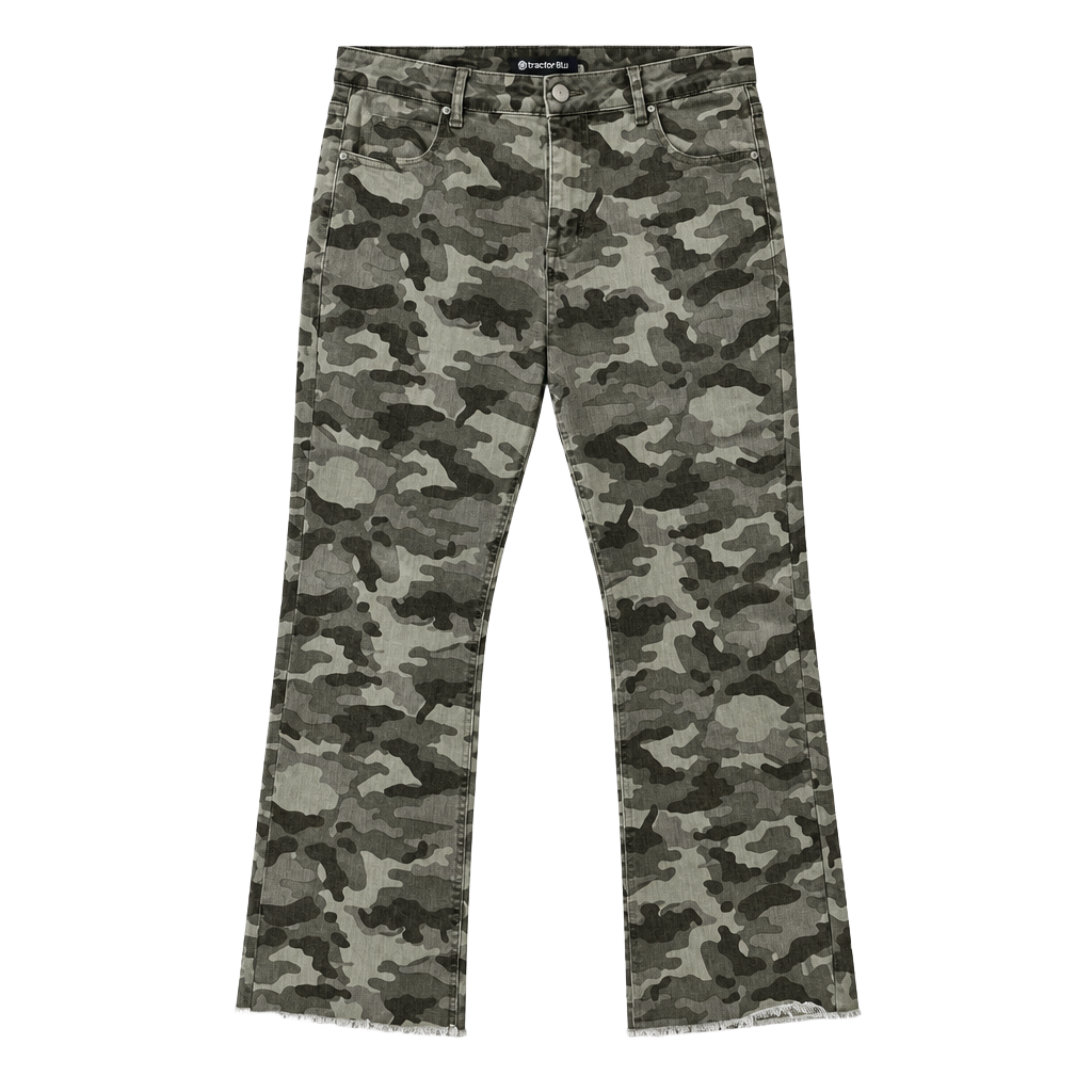 Tractr Blu Camouflage Jeans Size 30 Green Raw Hem 1