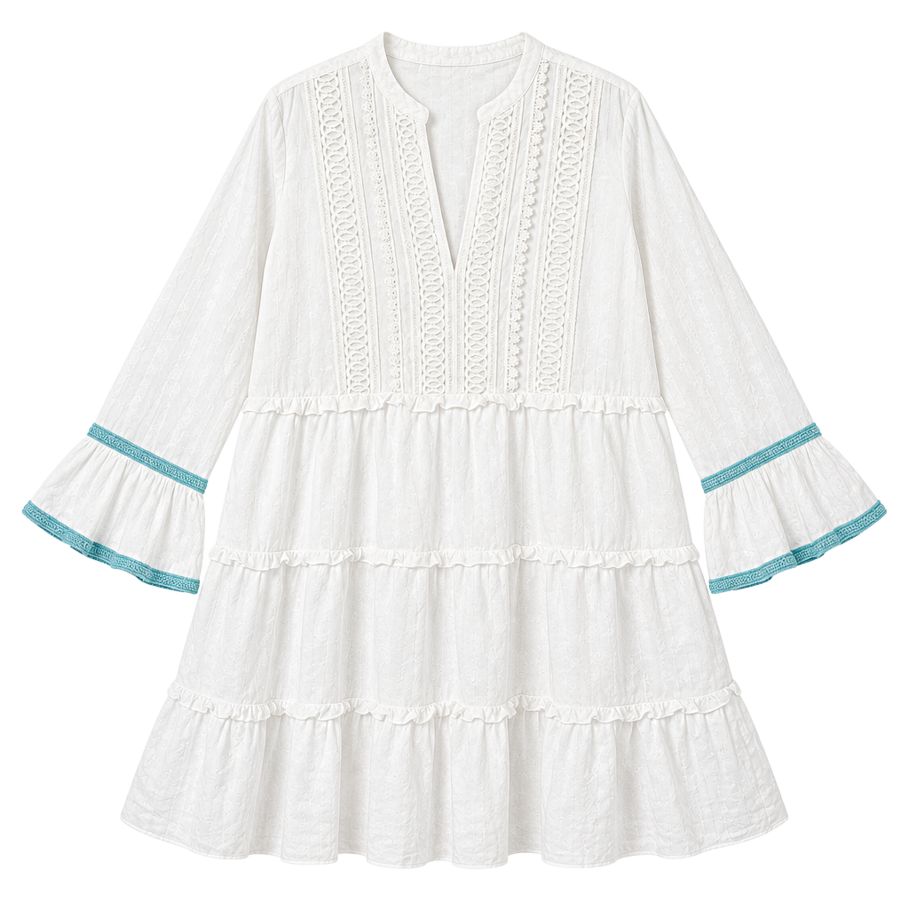 Walker & Wade Belle Dress Size XL White Tiered Tunic 1