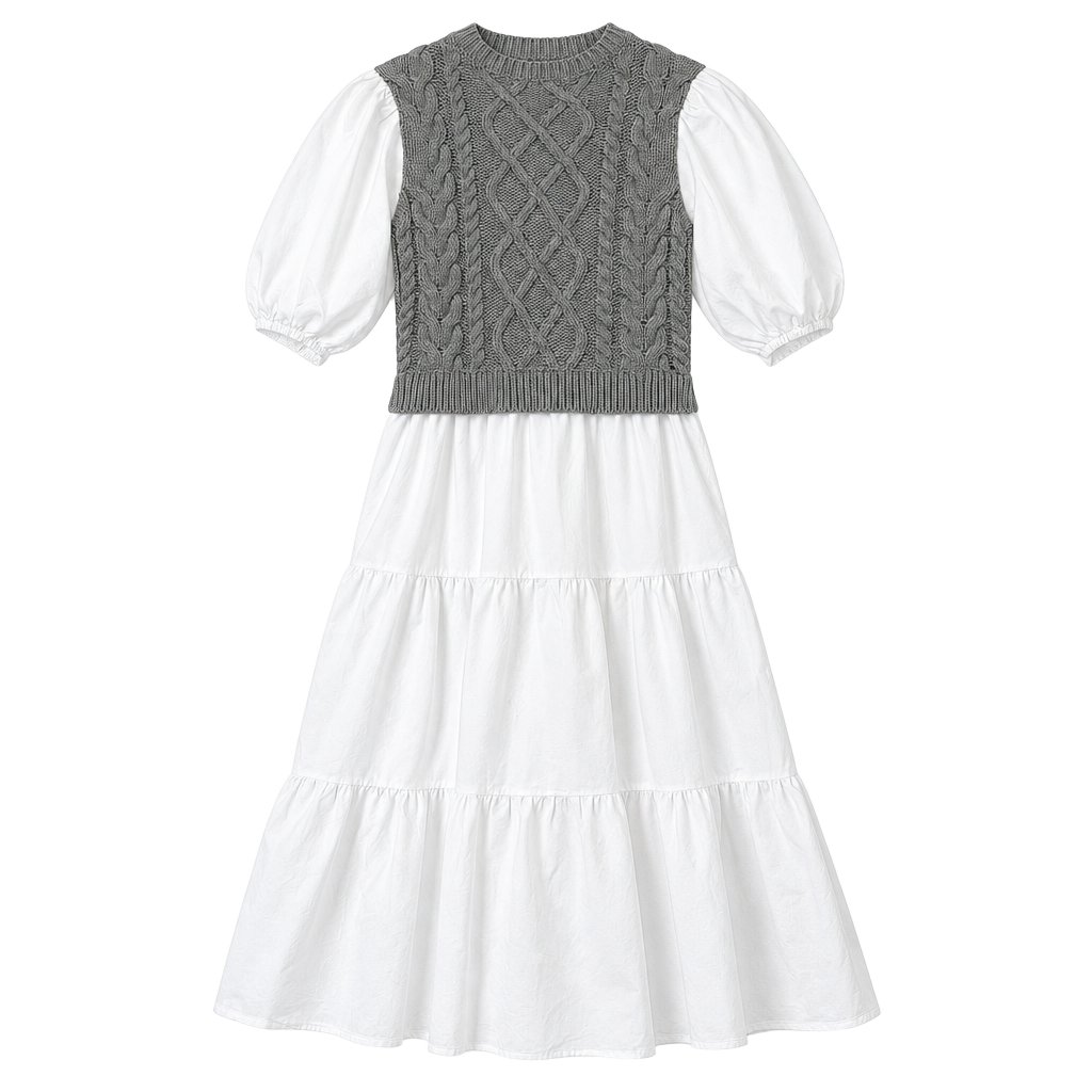 The Unverified Mixed Media Sweater Dress Size M Gray 1