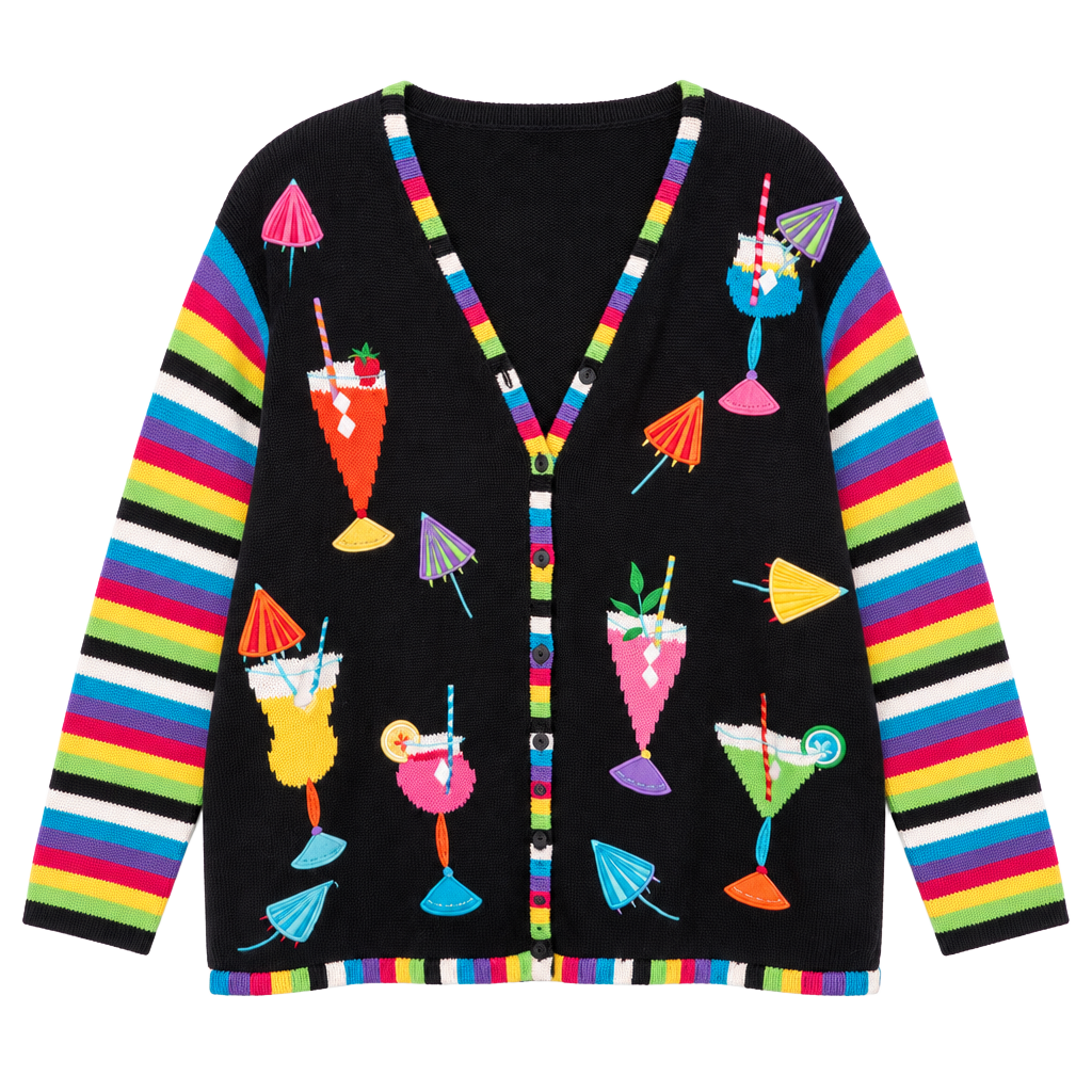 Quacker Factory Happy Hour Cocktail Cardigan Size 1X 1