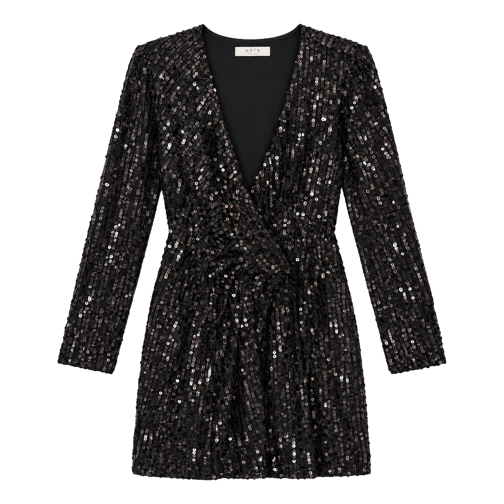 ASTR The Label Paris Sequin Dress Size S Black 1