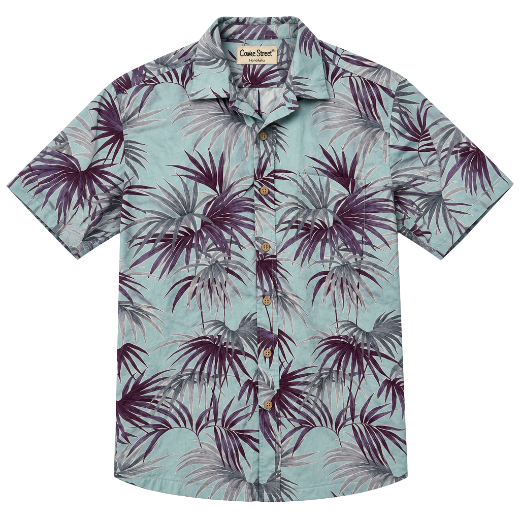 Tropical Palm Leaf Hawaiian Aloha Button Up Coastal Resort Shirt Size S 1