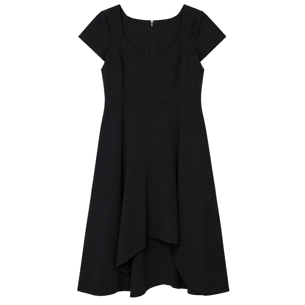 Adrianna Papell Navy Blue Asymmetrical Midi Dress Formal Wedding Guest Size 16 1