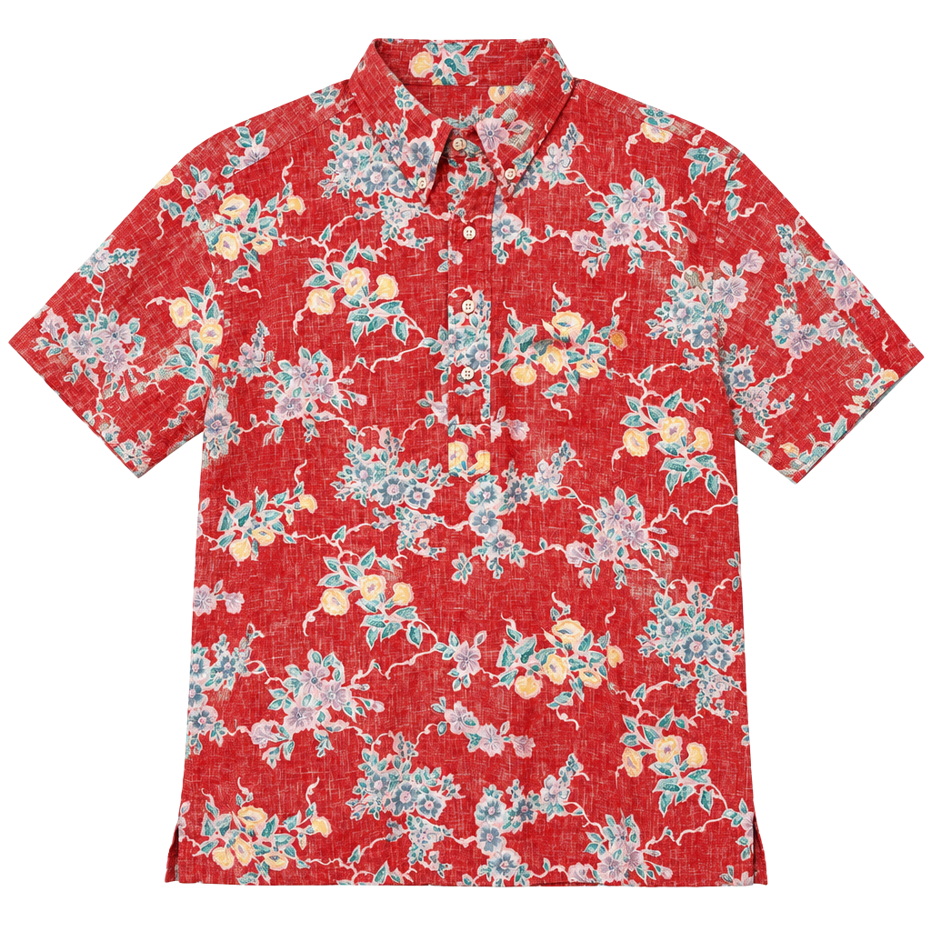 Hawaiian Floral Aloha Pullover Shirt Coastal Grandpa Resort Red Size XL 1