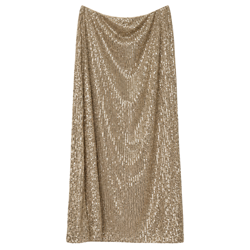 Champagne Sequin Maxi Skirt Sparkly Party Holiday Glam Size XL 1