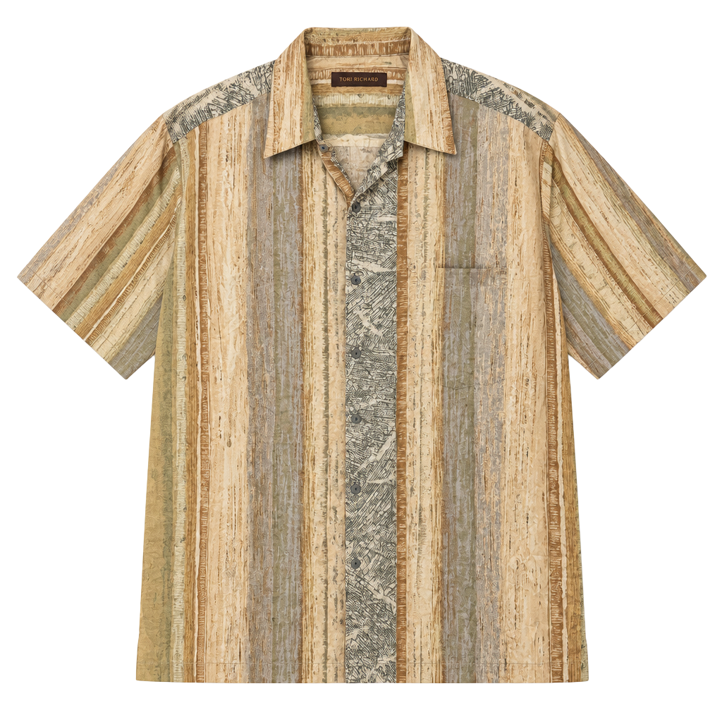 Earth Tone Abstract Hawaiian Shirt Coastal Grandpa Resort Aloha Size L 1
