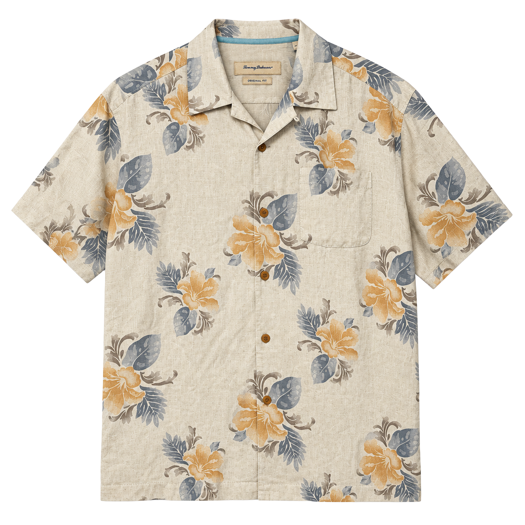 Tommy Bahama 100% Silk Hawaiian Floral Aloha Camp Shirt Coastal Men’s L 1