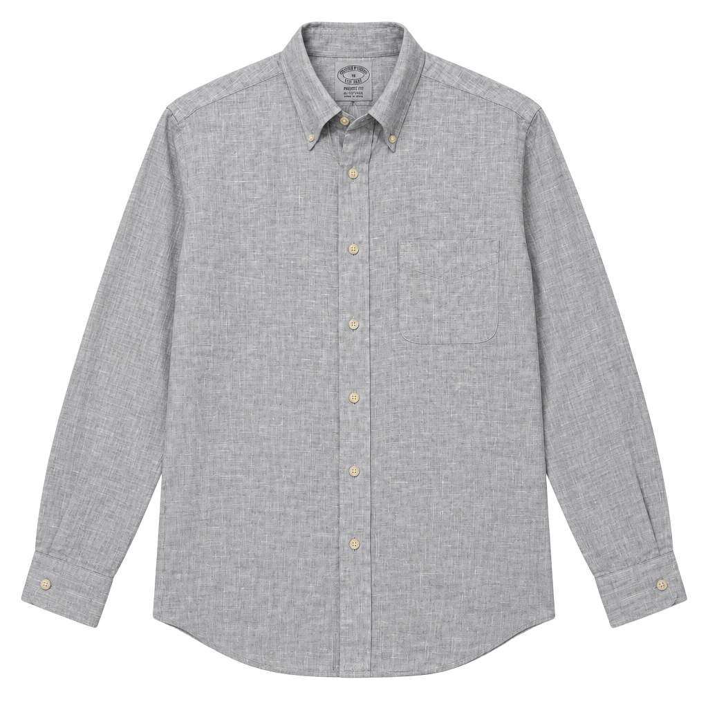 Brooks Brothers Light Blue Linen Button Down Shirt Coastal Preppy Size M 1