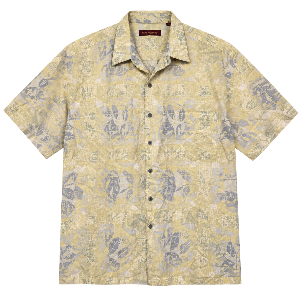 Tropical Hawaiian Aloha Shirt Abstract Floral Coastal Grandpa Men's Size 2XL 1