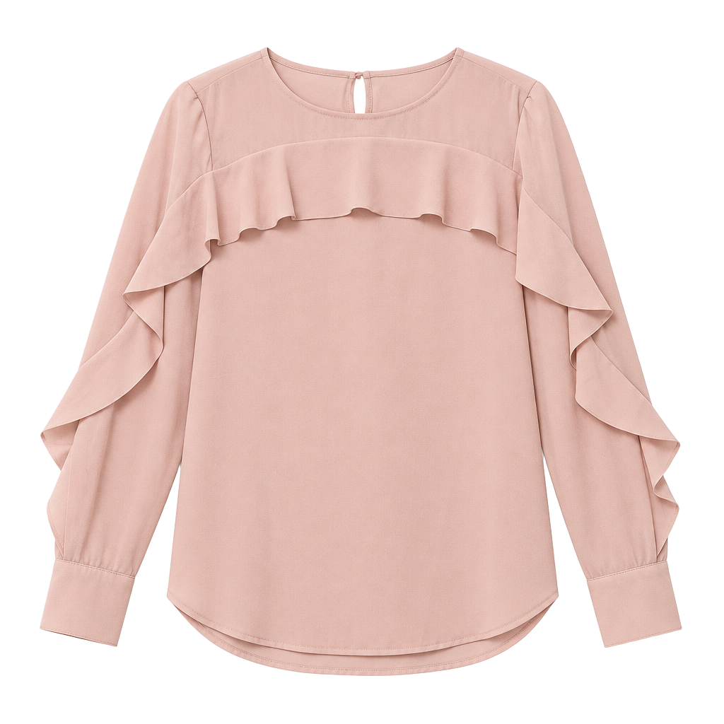 Banana Republic Pink Ruffle Blouse Romantic Coquette Workwear Petite XS 1