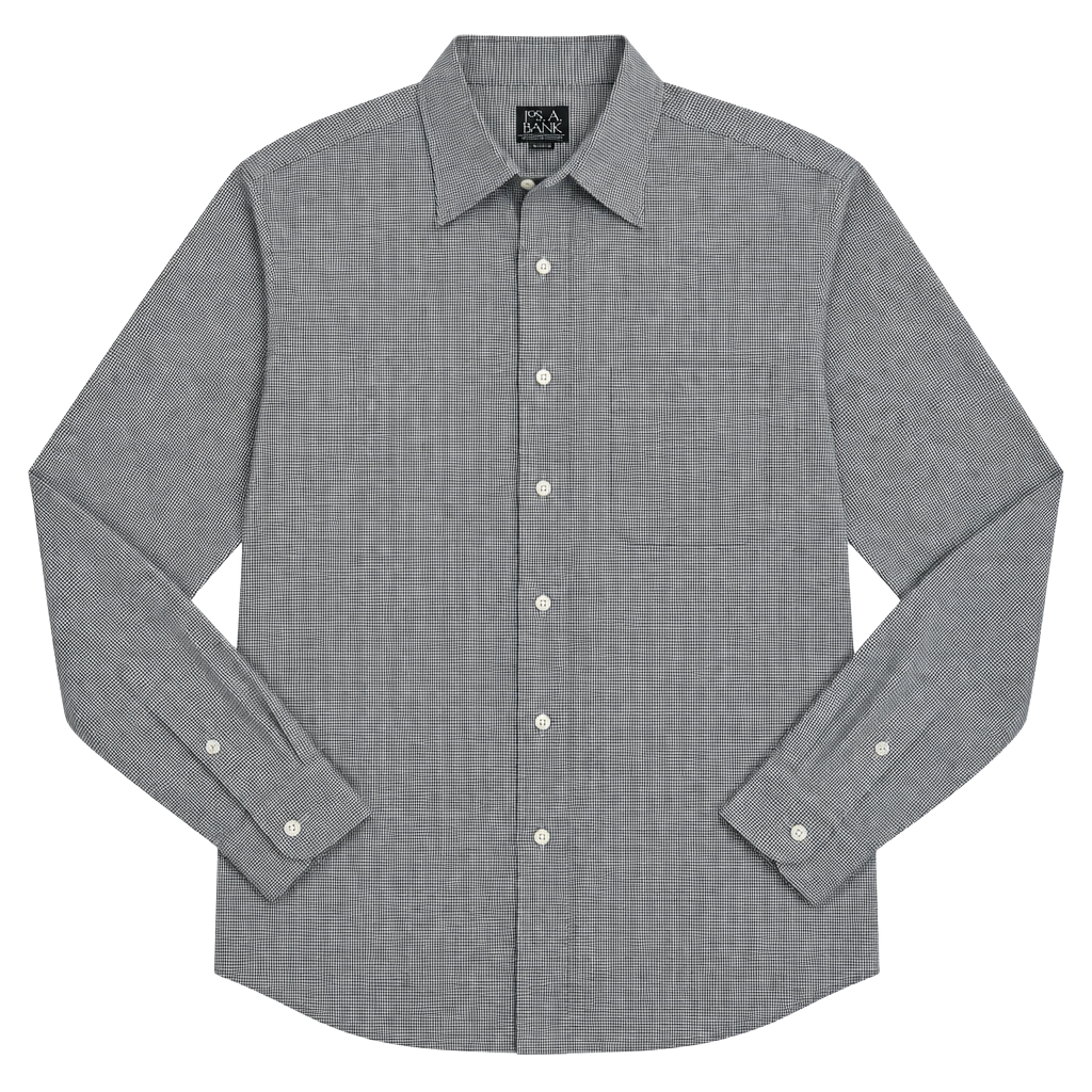 Jos. A. Bank Traveler's Collection Button Down Shirt Size L Black White 1