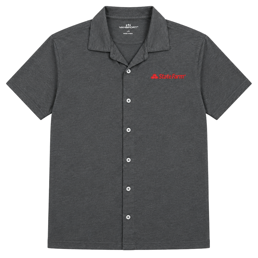 Vansport Button-Up Shirt Size LG State Farm Black Short Sleeve 1