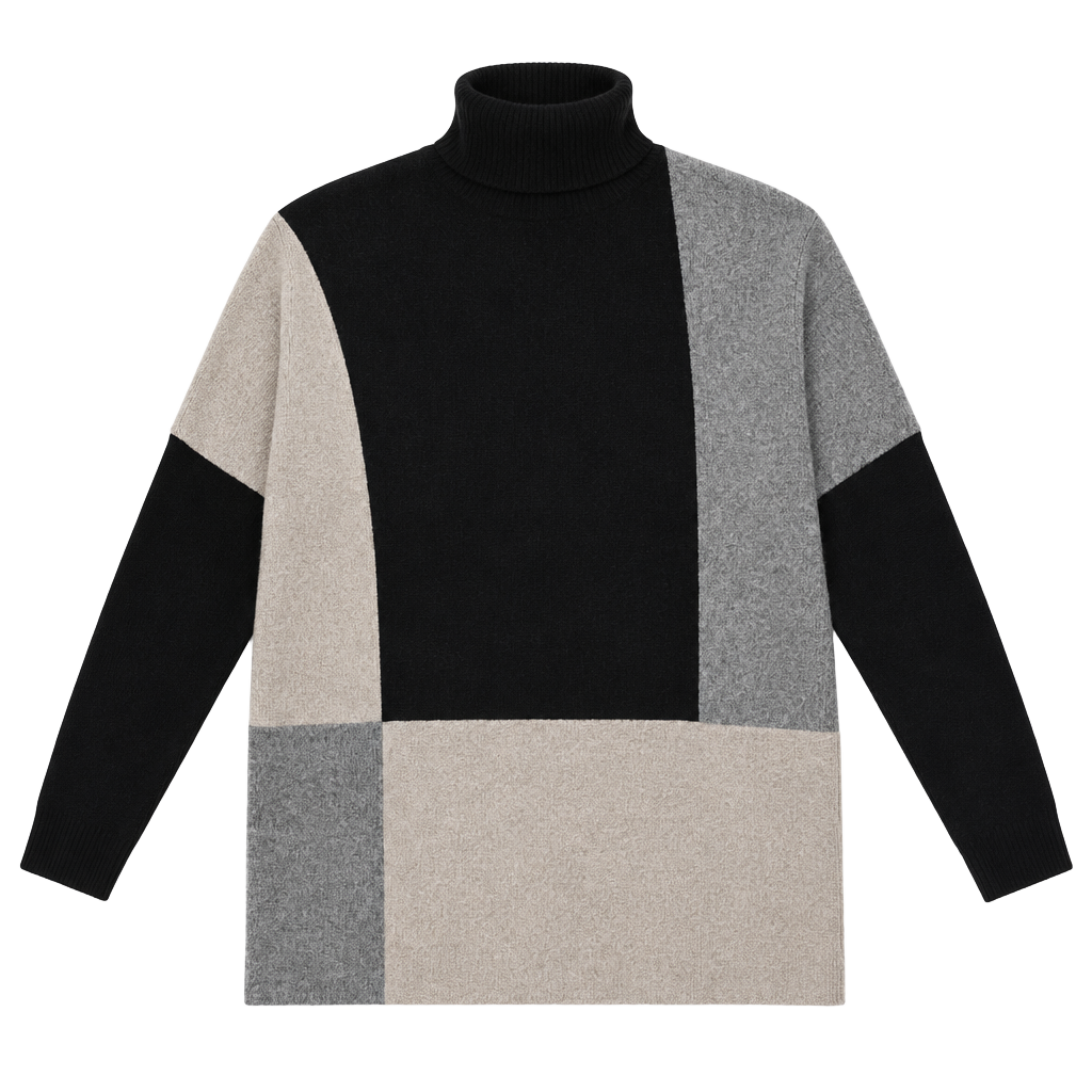Joseph A. Colorblock Turtleneck Sweater Size L 1