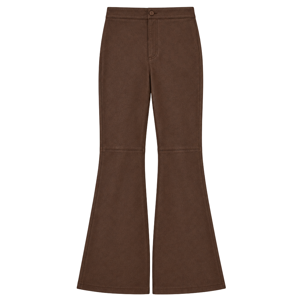 Free People Faux Leather Flare Pants Size 8 Brown 1